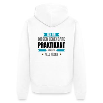 Legendärer Praktikant - Unisex Premium Bio Zip Hoodie - Weiß - Hinten - Thijin (182cm)