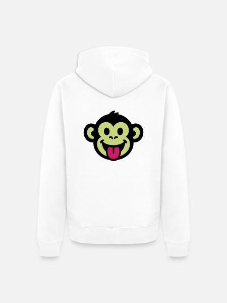 Affe Lustig Comic - Unisex Premium Bio Zip Hoodie - Weiß