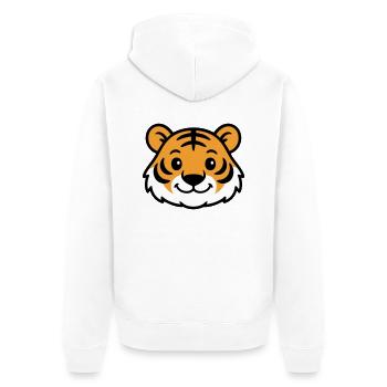 Tiger Gesicht - Unisex Premium Bio Zip Hoodie - Weiß - Hinten - Thijin (182cm)