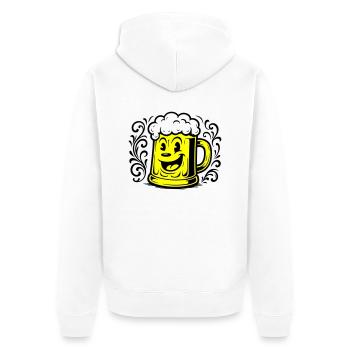 Bier Lustig Comic - Unisex Premium Bio Zip Hoodie - Weiß - Hinten - Thijin (182cm)