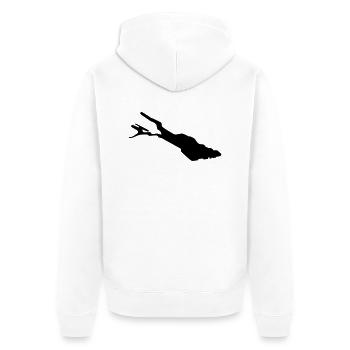 Bodensee Silhouette – Lake Constance Outline - Unisex Premium Bio Zip Hoodie - Weiß - Hinten - Thijin (182cm)