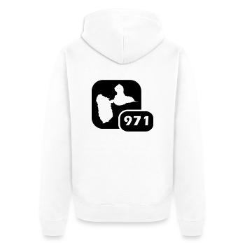gwada - Unisex Premium Bio Zip Hoodie - Weiß - Hinten - Thijin (182cm)