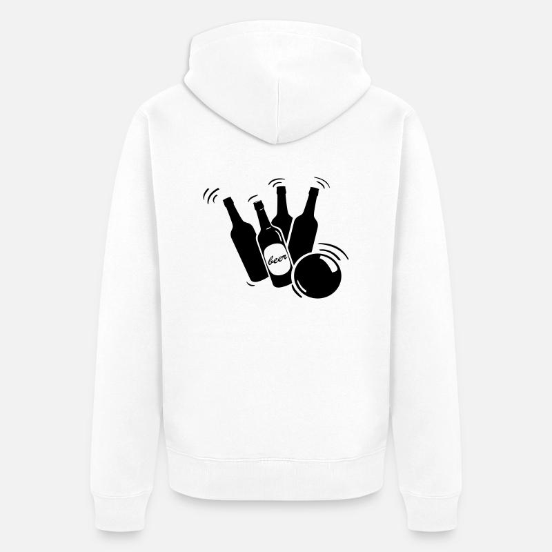 Bierflaschen Bowling - Unisex Premium Bio Zip Hoodie - Weiß