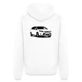 Focus - Unisex Premium Bio Zip Hoodie - Weiß - Hinten - Thijin (182cm)