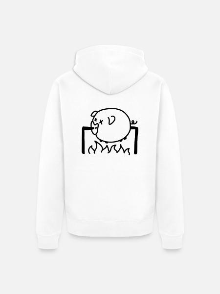 Pork Barbecue - Line - Unisex Premium Organic Zip Hoodie - white