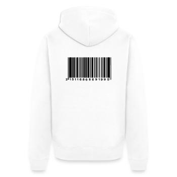 Barcode verschlüsselt - Unisex Premium Bio Zip Hoodie - Weiß - Hinten - Thijin (182cm)