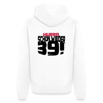Schon wieder 39. 40. Geburtstag - Unisex Premium Bio Zip Hoodie - Weiß - Hinten - Thijin (182cm)