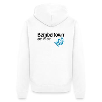 Bembeltown am Main FFM - Unisex Premium Bio Zip Hoodie - Weiß - Hinten - Thijin (182cm)