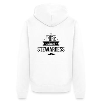 Zu 100% super Steward - Unisex Premium Bio Zip Hoodie - Weiß - Hinten - Thijin (182cm)