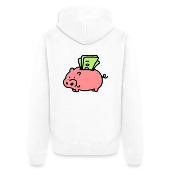 Sparschwein - Scheine 3 - Unisex Premium Bio Zip Hoodie - Weiß - Hinten - Thijin (182cm)