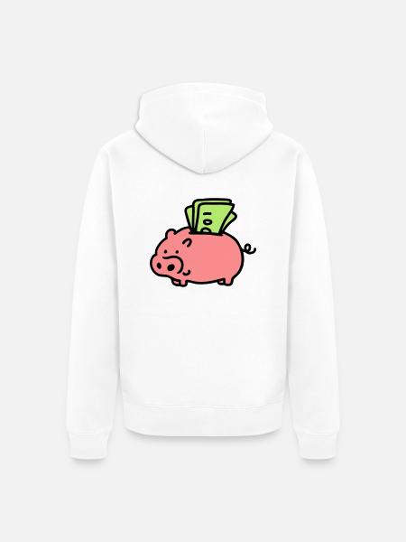 Sparschwein - Scheine 3 - Unisex Premium Bio Zip Hoodie - Weiß