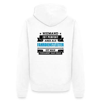 Fun Fahrdienstleiter - Unisex Premium Bio Zip Hoodie - Weiß - Hinten - Thijin (182cm)
