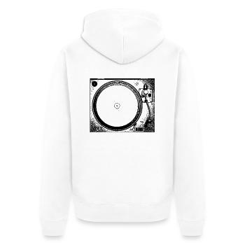TECHNO Tee - Vinyl turntables - Unisex Premium Organic Zip Hoodie - white - Back - Thijin (182cm)