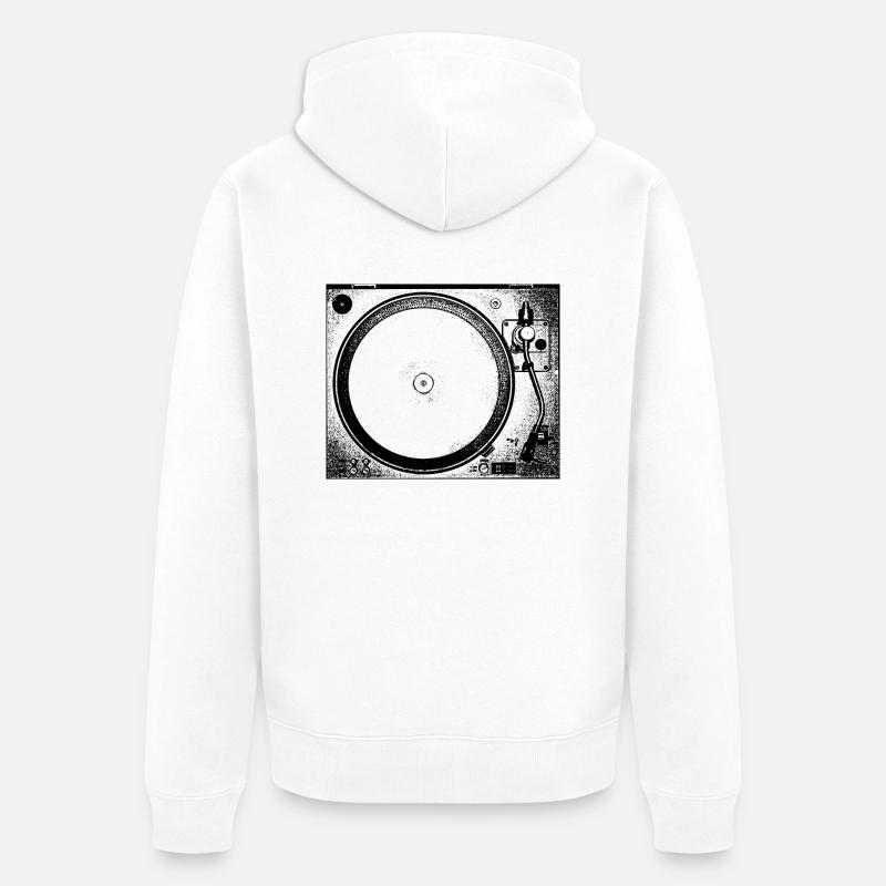 TECHNO Tee - Platines vinyles - Veste à capuche bio Premium Unisexe - blanc