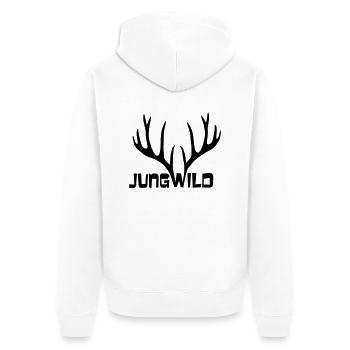 Hirsch Geweih Jung Wild tier jagd jäger wald - Unisex Premium Bio Zip Hoodie - Weiß - Hinten - Thijin (182cm)