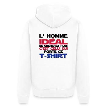l'homme idéal - Veste à capuche bio Premium Unisexe - blanc - Dos - Thijin (182cm)