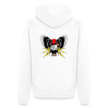 Adler Old School - Unisex Premium Bio Zip Hoodie - Weiß - Hinten - Thijin (182cm)