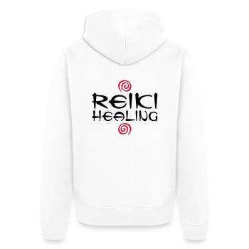 REIKI HEALING - Unisex Premium Bio Zip Hoodie - Weiß - Hinten - Thijin (182cm)
