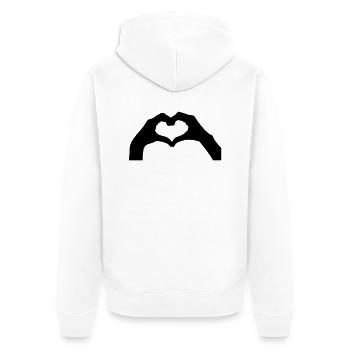 finger herz - Unisex Premium Bio Zip Hoodie - Weiß - Hinten - Thijin (182cm)