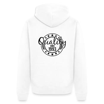 Birthday - Quality since 1993 (fr) - Veste à capuche bio Premium Unisexe - blanc - Dos - Thijin (182cm)