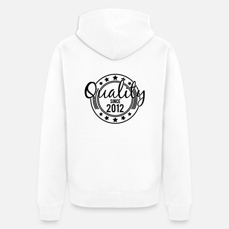 Birthday - Quality since 2012 (fr) - Veste à capuche bio Premium Unisexe - blanc