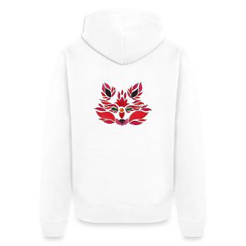 fox illustration - Unisex Premium Bio Zip Hoodie - Weiß - Hinten - Thijin (182cm)