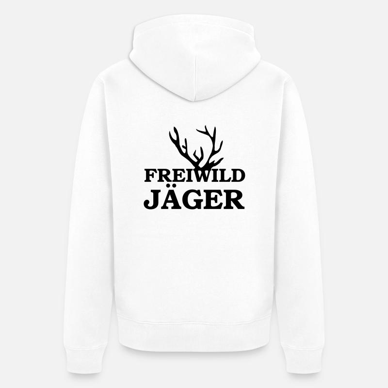 freiwild jäger - Unisex Premium Bio Zip Hoodie - Weiß
