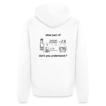 Foto - Unisex Premium Bio Zip Hoodie - Weiß - Hinten - Thijin (182cm)