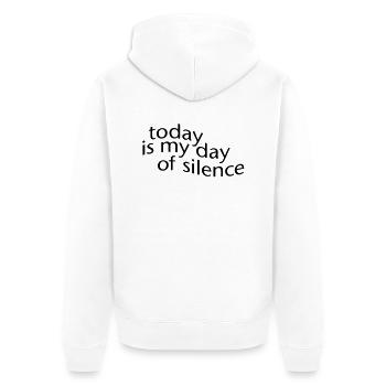 day of silence - Unisex Premium Bio Zip Hoodie - Weiß - Hinten - Thijin (182cm)