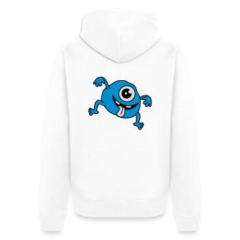 Funny Monster - Unisex Premium Bio Zip Hoodie - Weiß - Hinten - Thijin (182cm)