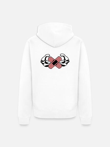 muscle arm bandage 1 - Unisex Premium Organic Zip Hoodie - white