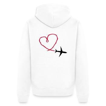 Plane Heart - Unisex Premium Bio Zip Hoodie - Weiß - Hinten - Thijin (182cm)