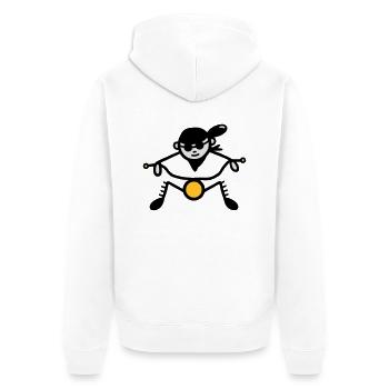 Cool Biker on chopper / Moped - V3 - Unisex Premium Organic Zip Hoodie - white - Back - Thijin (182cm)