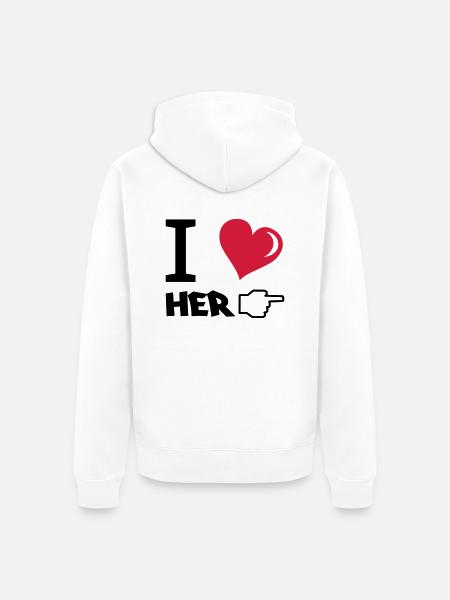 i_love_her - Unisex Premium Bio Zip Hoodie - Weiß