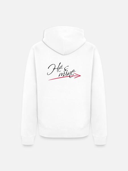 Hes mine Arrow Design - Unisex Premium Organic Zip Hoodie - white