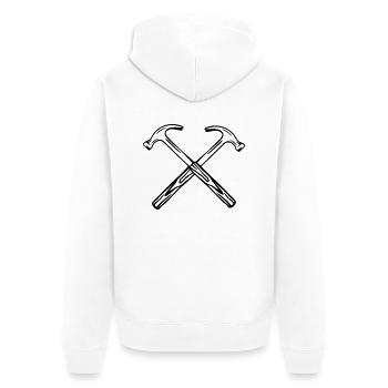 gekreuzte_haemmer_2 - Unisex Premium Bio Zip Hoodie - Weiß - Hinten - Thijin (182cm)