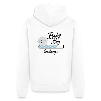 Baby Boy loading... - Unisex Premium Bio Zip Hoodie - Weiß - Hinten - Thijin (182cm)