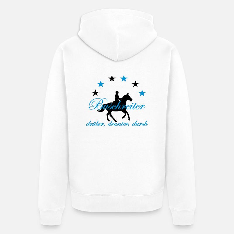 Buschreiter, drüber, drunter, durch - Unisex Premium Bio Zip Hoodie - Weiß