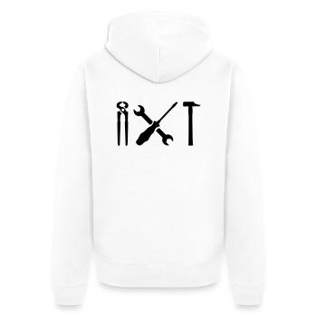Werkzeug - Unisex Premium Bio Zip Hoodie - Weiß - Hinten - Thijin (182cm)