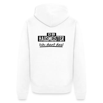 ich bin hausmeister - Unisex Premium Bio Zip Hoodie - Weiß - Hinten - Thijin (182cm)