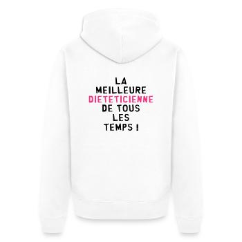 Diététicien / Diététicienne / Diététique / Sport - Veste à capuche bio Premium Unisexe - blanc - Dos - Thijin (182cm)