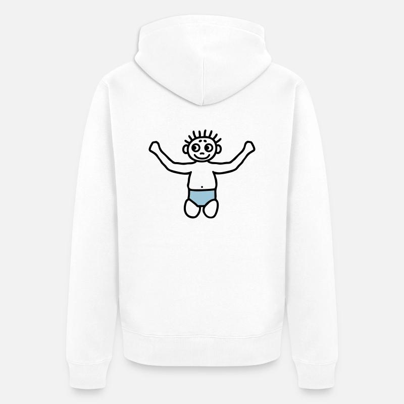 Baby mit Windel - V2 - Unisex Premium Bio Zip Hoodie - Weiß