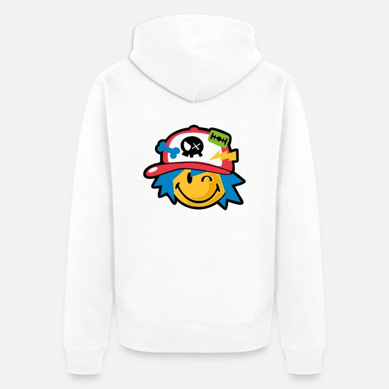 Smiley kawaii boy - Veste à capuche bio Premium Unisexe - blanc