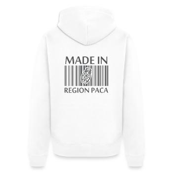 Provence Alpes Côte d'Azur Made in PACA Cigale - Veste à capuche bio Premium Unisexe - blanc - Dos - Thijin (182cm)