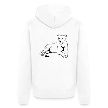 Lion - Löwe - Löwin - Unisex Premium Bio Zip Hoodie - Weiß - Hinten - Thijin (182cm)