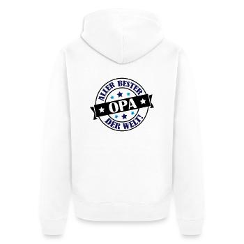allerbester_opa_002 - Unisex Premium Bio Zip Hoodie - Weiß - Hinten - Thijin (182cm)