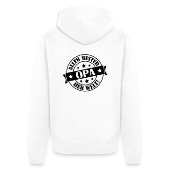 allerbester_opa_001 - Unisex Premium Bio Zip Hoodie - Weiß - Hinten - Thijin (182cm)