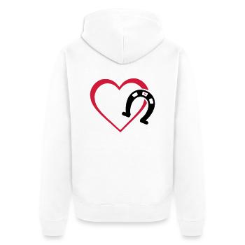 Symbole - Hufe Herz - Unisex Premium Bio Zip Hoodie - Weiß - Hinten - Thijin (182cm)