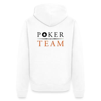 poker team - Unisex Premium Bio Zip Hoodie - Weiß - Hinten - Thijin (182cm)