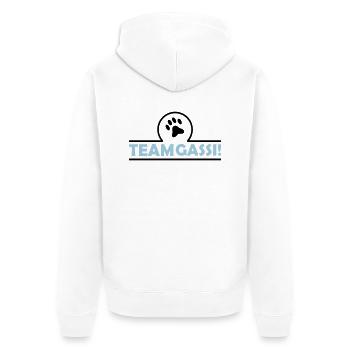 team_gassi_002 - Unisex Premium Bio Zip Hoodie - Weiß - Hinten - Thijin (182cm)